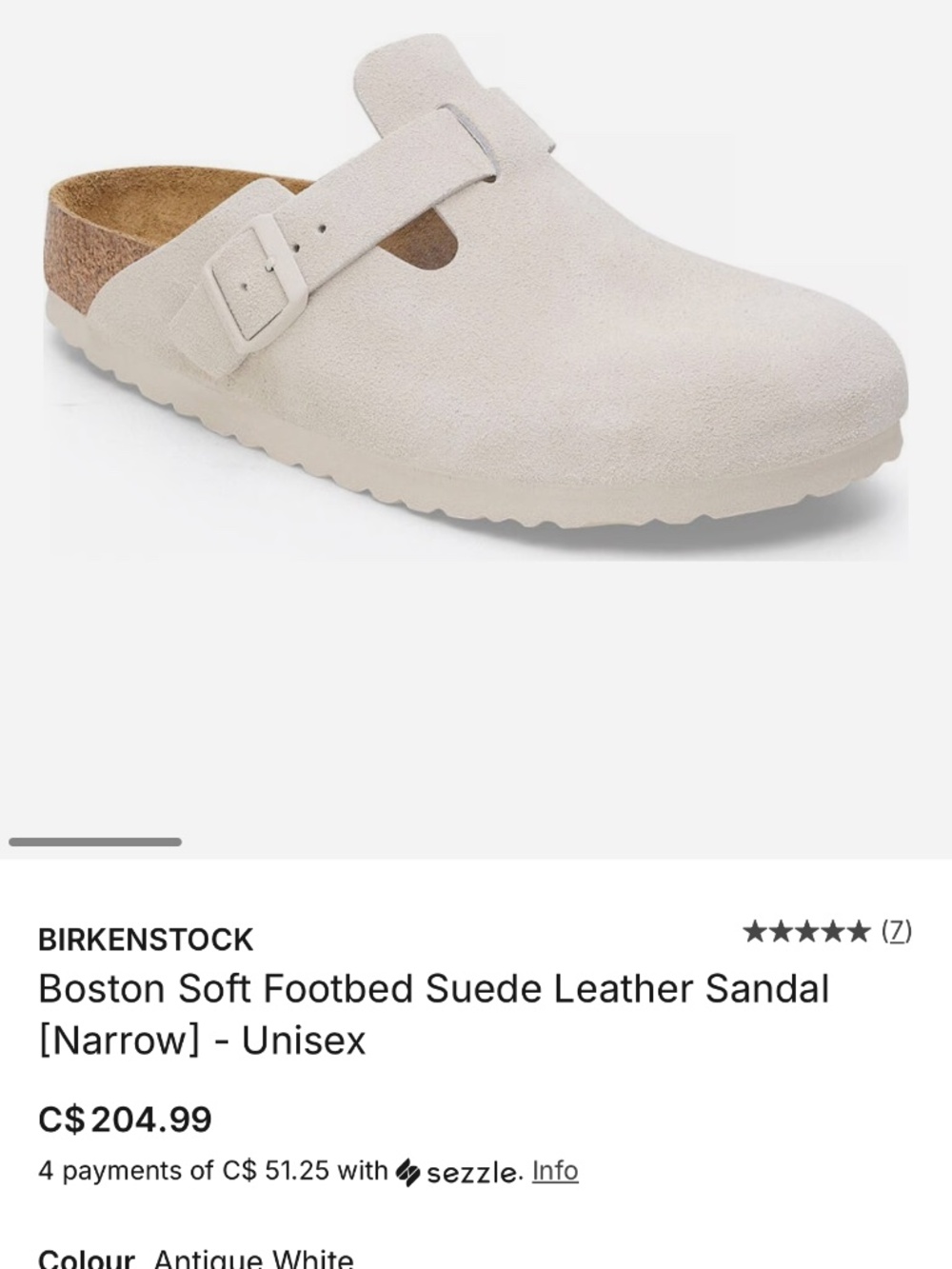 Birkenstock Boston Boston Soft Footbed Suede Leather Sandal [Narrow] Size 39